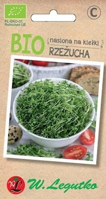 Bio Kressesamen für Sprossen von LEGUTKO, 15 g, frische grüne Kresse im Samenpaket für gesunde Sprossenzucht.