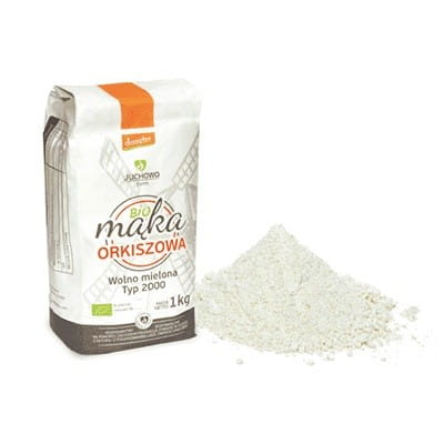 Bio Dinkelmehl Typ 2000 von JUCHOWO, Demeter-Qualität, 1 kg Packung, feines Mehl für Backwaren