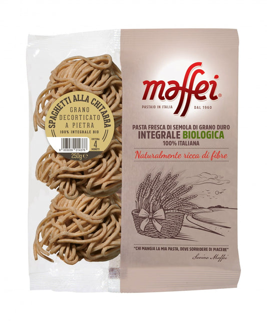 Vollkornspaghetti BIO von PASTAIOMAFFEI, 250 g, ungekocht, in einer Verpackung, ideal für gesunde italienische Gerichte