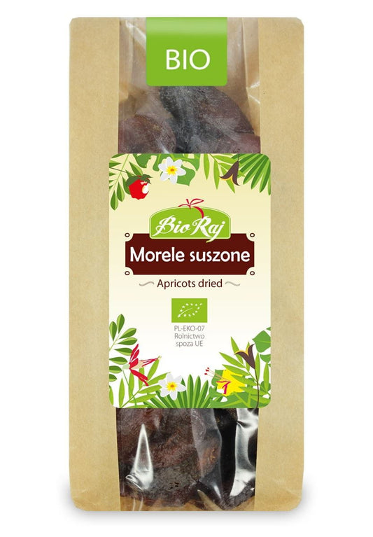 Getrocknete Bio-Aprikosen in 300 g Verpackung, naturbelassen und fruchtig, von BIO RAJ, zum Naschen oder Kochen