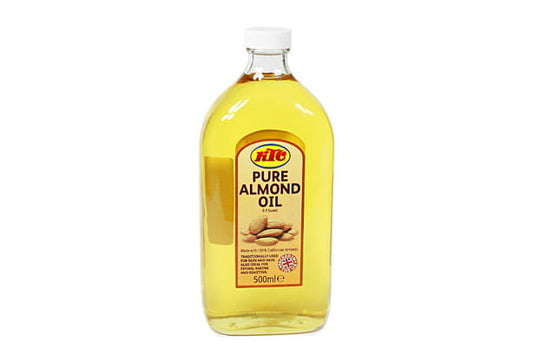 Reines Mandelöl in 500ml Flasche von KTC, natürliches Mandelöl zum Kochen und für die Hautpflege, klare Flüssigkeit