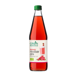 Bio Himbeerkonzentrat von GRON BALANCE, 500 ml Flasche mit frischen, saftigen Himbeeren und natürlicher Farbe.