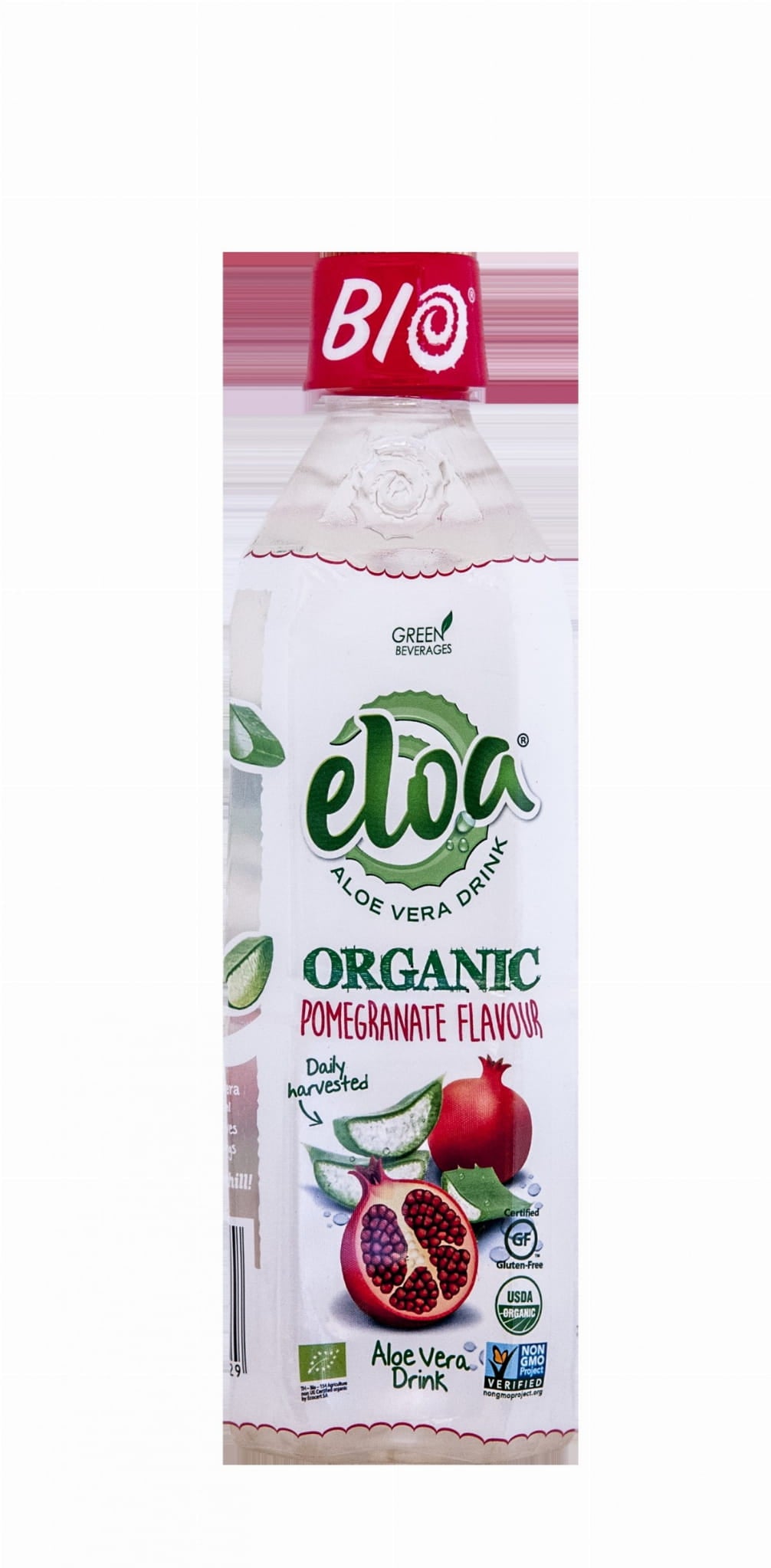 Aloe-Drink mit Aloe-Partikeln, Granatapfel-Geschmack BIO 500 ml ELOA ALOE VERA DRINK