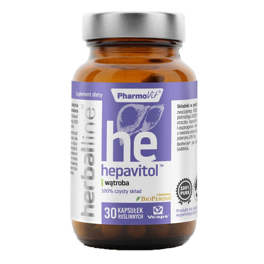 HEPAVITOL PHARMOVIT HERBALLINE Kapseln mit Bioperin, 30 vegane Kapseln zur Unterstützung der Lebergesundheit