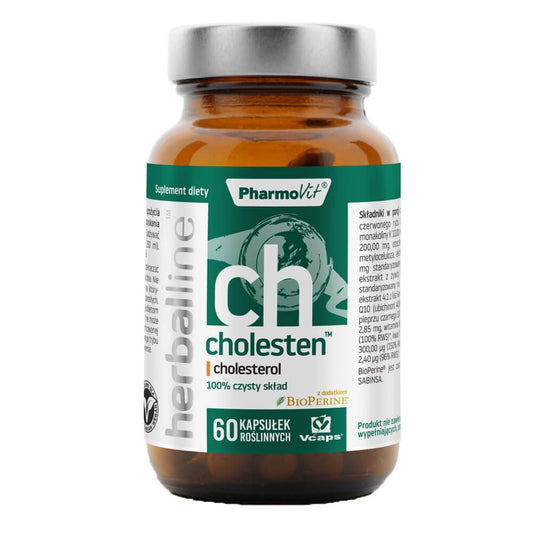 Cholesten mit Bioperine Kapseln von PHARMOVIT, 60 vcaps, Nahrungsergänzungsmittel gegen Cholesterin, natürliche Inhaltsstoffe