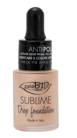Vermutlich eine Flasche Drop 00 Eco Care Foundation von PUROBIO, umweltfreundliche Make-up Foundation auf natürlicher Basis.