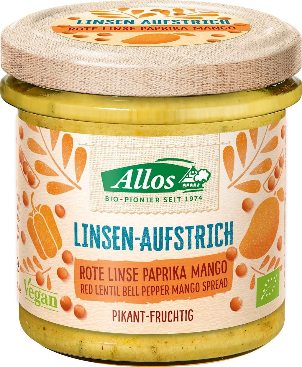 Mango-, Linsen- und Paprikapaste, würzig glutenfrei BIO 140 g - ALLOS