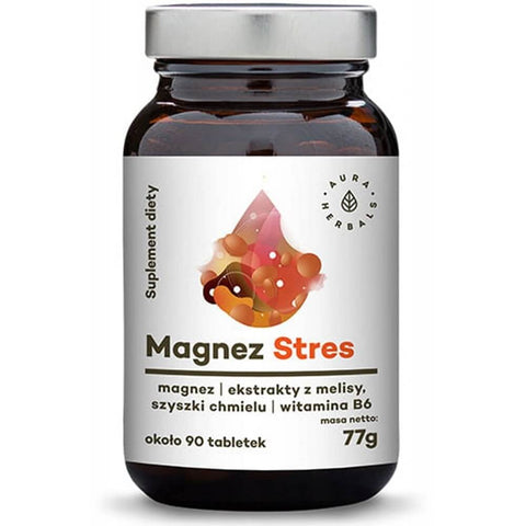 Hopfenzapfen mit Melisse Magnesium Stress B6 90 Tabletten 77g AURA HERBALS