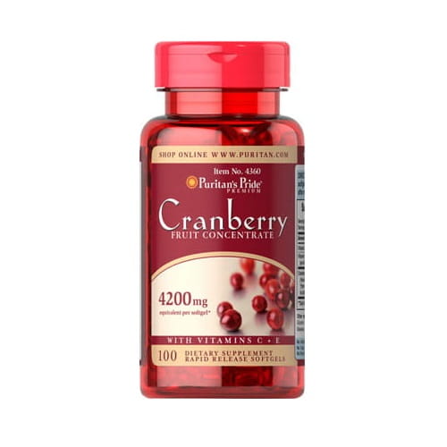Cranberry-Konzentrat 4200 mg + Vitamin C und E 100 Kapseln PURITAN'S PRIDE