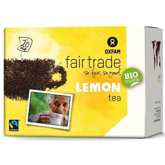 Fair Trade Schwarzer Zitronentee von OXFAM in Bio-Qualität, 20 Teebeutel à 18 g, frischer Zitronengeschmack, umweltfreundliche Verpackung