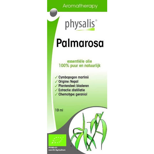 Ätherisches Palmarosaöl (Ingwerpalme) BIO, 10 ml Flasche, natürliches Pflanzenöl mit aromatischem Duft von PHYSALIS.
