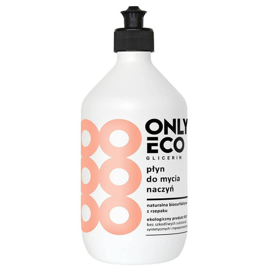 Flasche mit 500 ml NUR ECO Geschirrspülmittel von ONLY ECO, umweltfreundliche Spülmittelflasche auf weißem Hintergrund