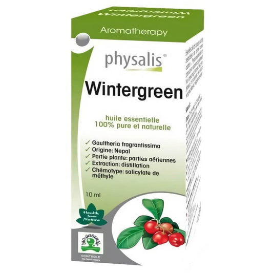 Ätherisches Wintergrünöl von biogo in 10 ml Flasche, naturbelassenes grünliches Öl mit aromatischem Wintergrün-Duft.