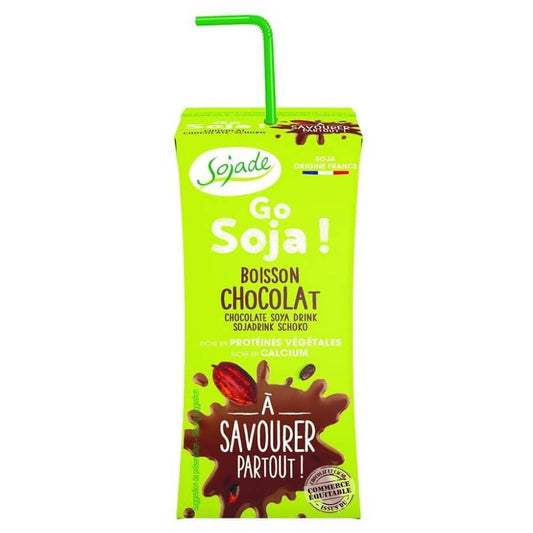 Glutenfreies, BIO Sojaschokoladengetränk in 200 ml Tetra Pak, cremige Sojamilch mit Schokoladengeschmack von SOJADE.