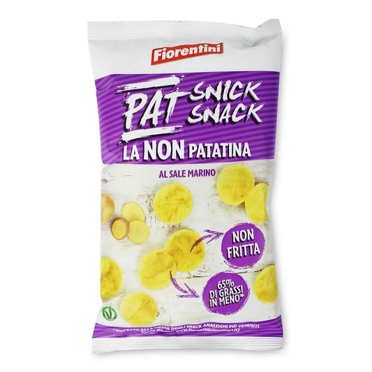 Knusprige glutenfreie Kartoffelchips von FIORENTINI, 70 g, in einer offenen Packung, goldbraun und aromatisch.