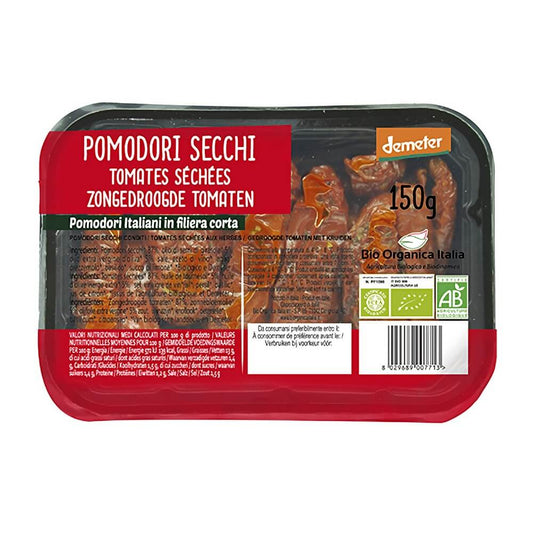 Getrocknete Tomaten in Salzlake, BIO ORGANICA ITALIA, in einer Schale, 150 g, frische und aromatische italienische Bio-Tomaten.
