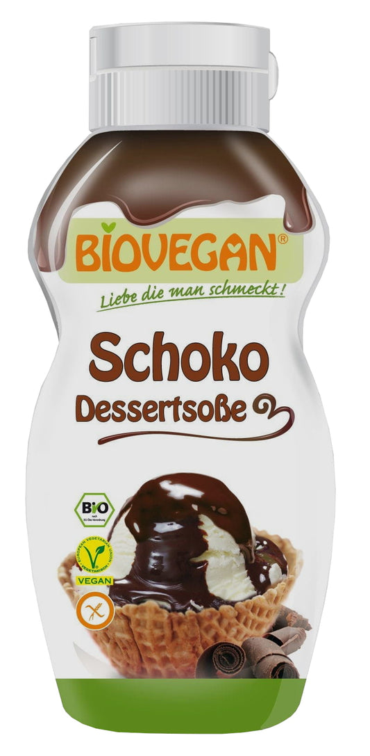 Glutenfreier Bio-Schokoladenüberzug von BIO VEGAN, vegan, 250 g, cremige Schokoladenüberzug auf weißem Hintergrund.