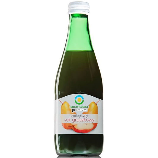 Bio Birnensaft in 300 ml Flasche von BIO FOOD, frischer und reifer Birnen Saft, natürlich und bio-zertifiziert.