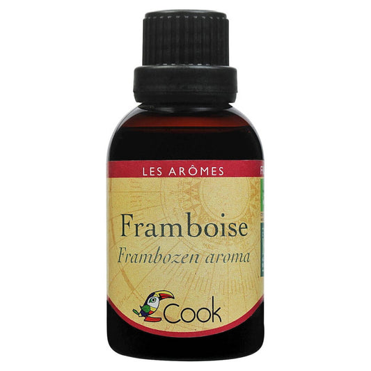 Bio Himbeergeschmack Sirup in 50 ml Flasche, von COOK, ideal zum Kochen, mit fruchtigem Himbeergeschmack.