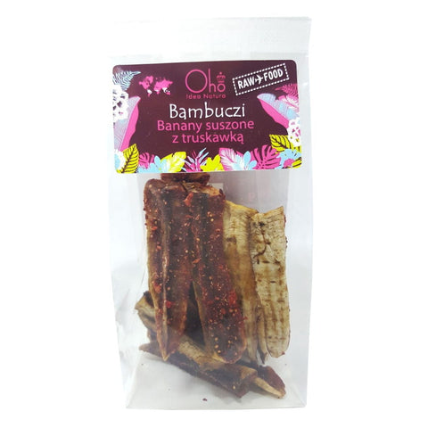 Getrocknete Bananen mit Erdbeeren roh BIO 50 g - OHO BAMBOO