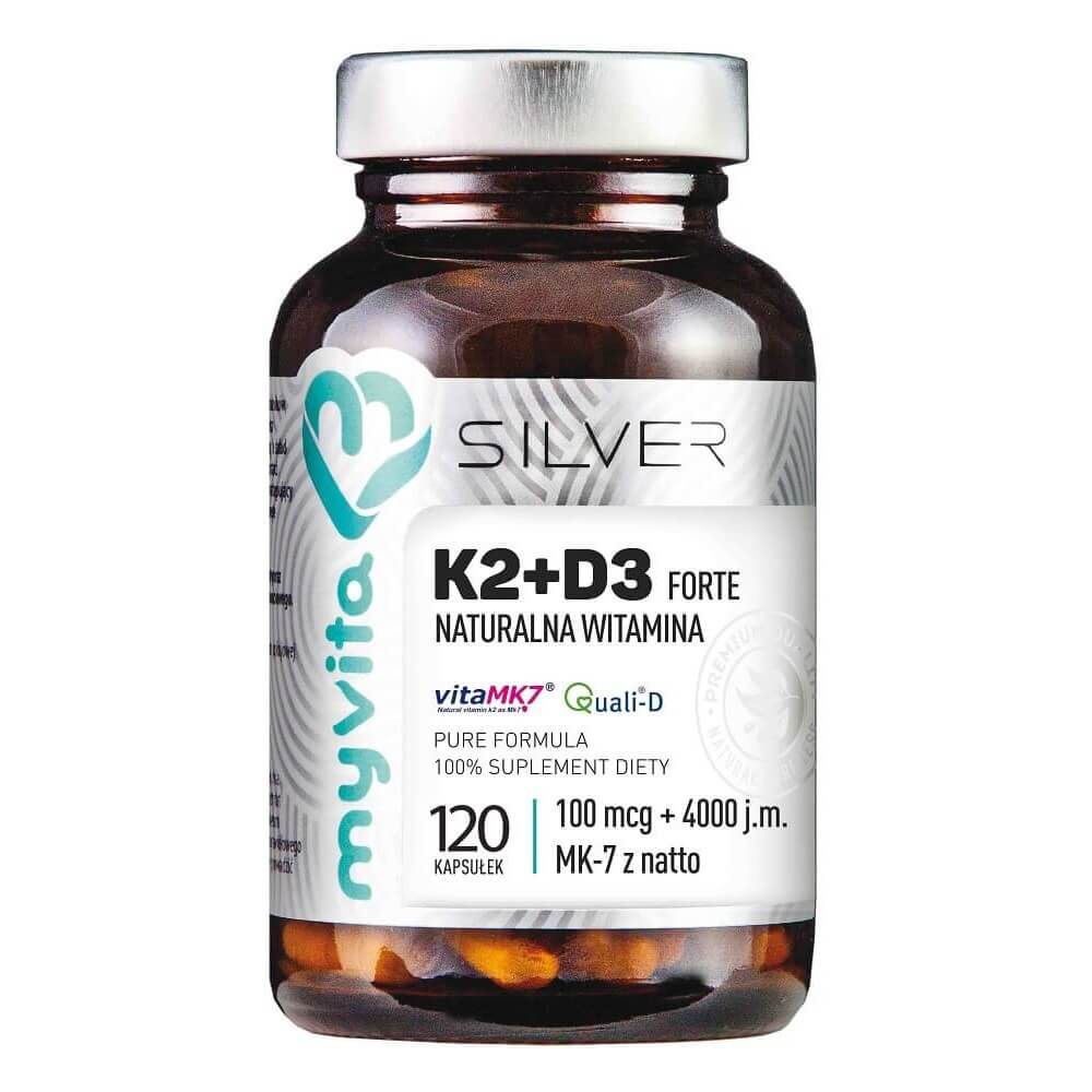 K2 + D3 FORTE 100mcg K2 + 4000j.m. D3 120 Kapseln MYVITA SILBER PURE Image principale du produit