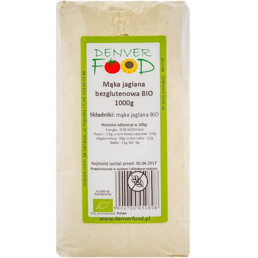 Glutenfreies Bio-Hirsemehl von DENVER FOOD in 1000g Packung, feines, helles Mehl für glutenfreie Rezepte.