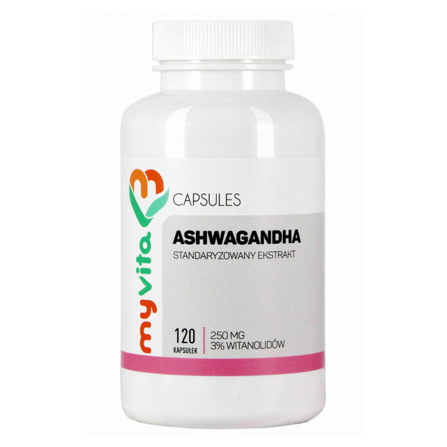 Ashwagandha Standardisierter Ginseng-Extrakt - Indischer Ginseng 250 mg 120 MYVITA-Kapseln Hover Image