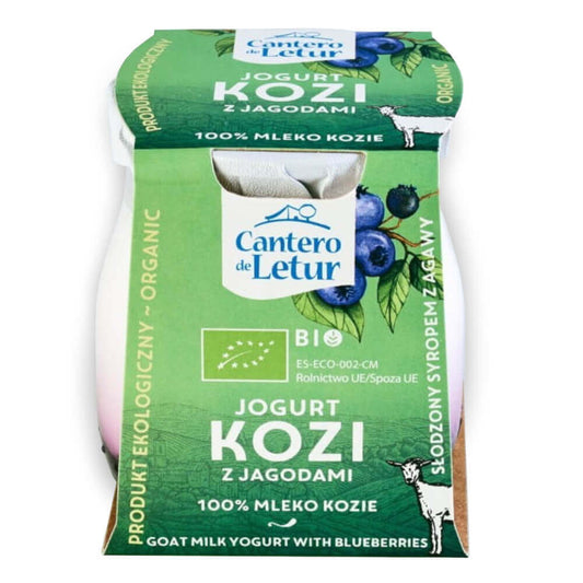 Bio Ziegenjoghurt mit Heidelbeeren von CANTERO DE LETU, 125 g, cremig und frisch mit fruchtigen Heidelbeeren.
