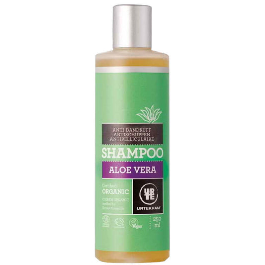 Bio Aloe Anti-Schuppen-Shampoo von URTEKRAM in 250 ml Flasche, mit natürlicher Formel gegen Schuppen und für gesundes Haar