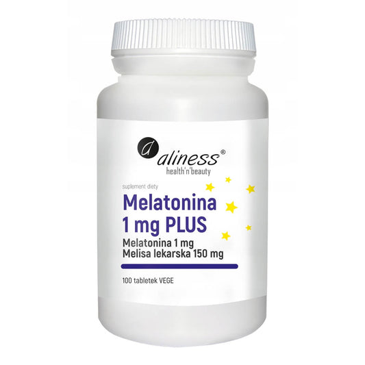 Aliness Melatonin 1mg mit Zitronenmelisse 150mg Tabletten, Packung mit 100 Stück, entspannende Nahrungsergänzung für einen ruhigen Schlaf