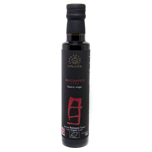 Bio Balsamico-Essig von V4VITA in 250 ml Flasche, dunkler Essig mit glänzender Oberfläche, ideal für Salate und Marinaden.