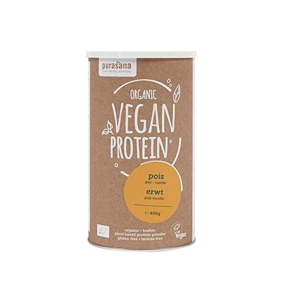 Erbsenprotein, Goji-Geschmack und Vanille laktosefrei glutenfrei BIO 400 g - PURASANA Fő kép