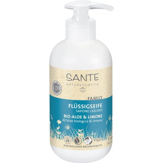 Flüssigseife Aloe und Zitrone von SANTE in 500 ml Flasche, ökologische Pflege mit frischem Zitronen- und Aloe-Duft