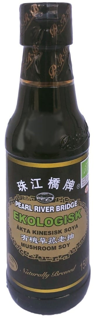 Dunkle Bio-Pilz-Sojasauce von SOLIDA FOOD in 150 ml Flasche, cremige Konsistenz, ideal für asiatische Gerichte.