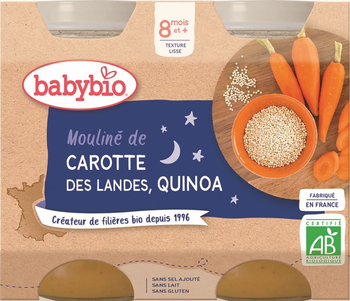 Gute-Nacht-Gericht Quinoa mit Karotten ab 8 Monaten glutenfrei BIO 2x200 g BABYBIO