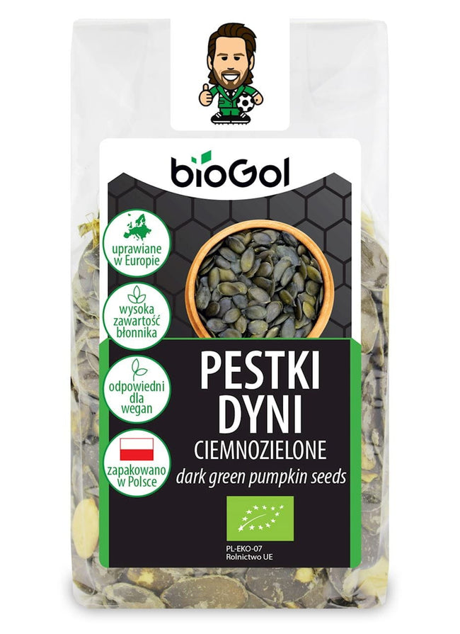 Dunkelgrüne Kürbiskerne (in Europa angebaut) BIO 150 g - BIOGOL Hover Image