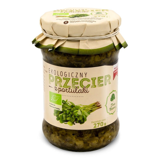 BIO-Portulak-Püree von DARY NATURY, cremiges grünliches Püree aus Portulak, in 270 g Packung, naturbelassene Gewürze und frische Zutaten