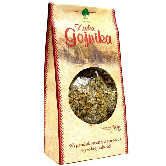 Bio-Kräutertee von DARY NATURY, 50 g, in einer transparenten Verpackung mit Kräutern sichtbar, ideal als Geschenk der Natur