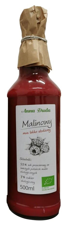 Himbeermousse leicht gesüßt BIO von ANNA DUDA in 500 ml Packung, cremige und fruchtige Bio-Himbeermousse im Glas