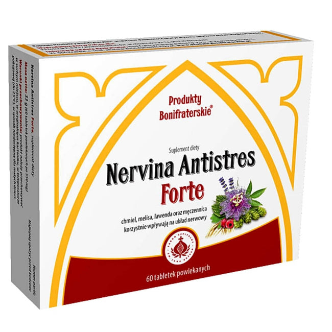 Nervina antistres FORTE Hopfen Melisse Lavendel Passionsblume 60 Dragees BONIFRATER PRODUKTE Hover Image