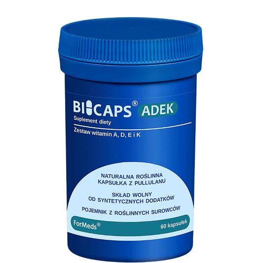 Bicaps ADEK Vitaminkapseln von FORMEDS, 60 Kapseln, enthalten Vitamin A, D, E und K in praktischer Darreichungsform