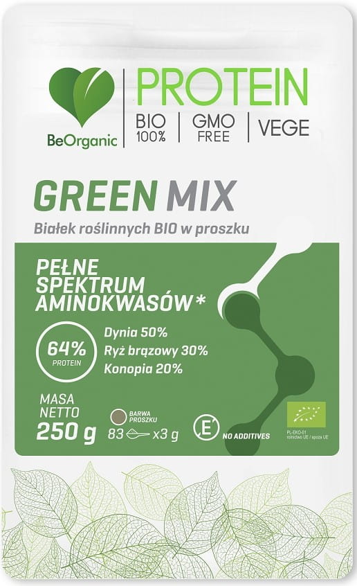 Green Mix pflanzliches Proteinpulver BIO 250 g - BE ORGANIC