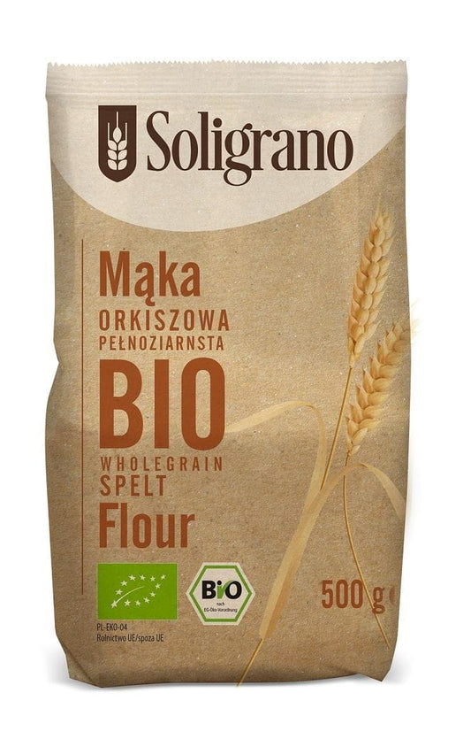 Bio Dinkelvollkornmehl von SOLIGRANO in 500 g Packung, feines Vollkornmehl für Backwaren und Gebäck