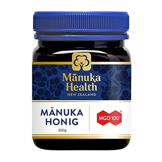 Manukahonig von Manuka Health New Zealand in 100g und 250g Glas, reiner Honig mit Manuka-Qualität, natürliche Süße.