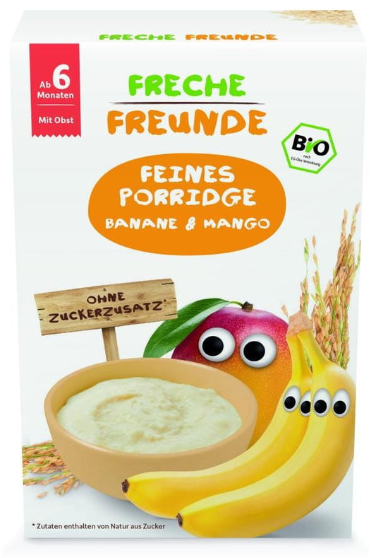 Haferflocken mit Banane und Mango ohne Zucker, 180g, ERDBAR ECO ERDBAR, nährstoffreiches Frühstück in Schüssel