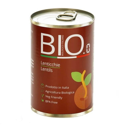 Dosenlinsen 400g von GESTAL, bio-zertifiziert, in der Dose, mit frischen, grünen Linsen sichtbar auf dem Bild