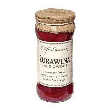Ganze Cranberries auf zuckerarmem Cranberrysaft von STEFAN SKWIERAWSKI in 360g Packung, frisch und saftig.