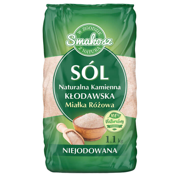 Salz aus Kłodawa, Naturstein, Holzscheit, fein, nicht jodiert 1 kg SMAKOSZ Pääkuva
