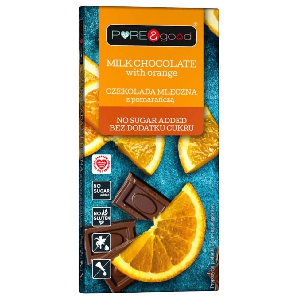 Milchschokolade mit Orange ohne Zuckerzusatz 75 g PURE & GOOD