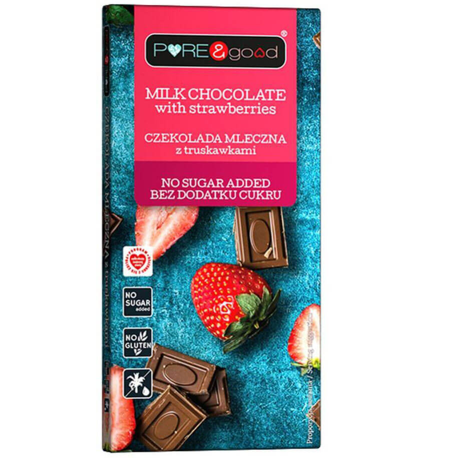 Milchschokolade mit Erdbeeren ohne Zuckerzusatz 75 g PURE & GOOD